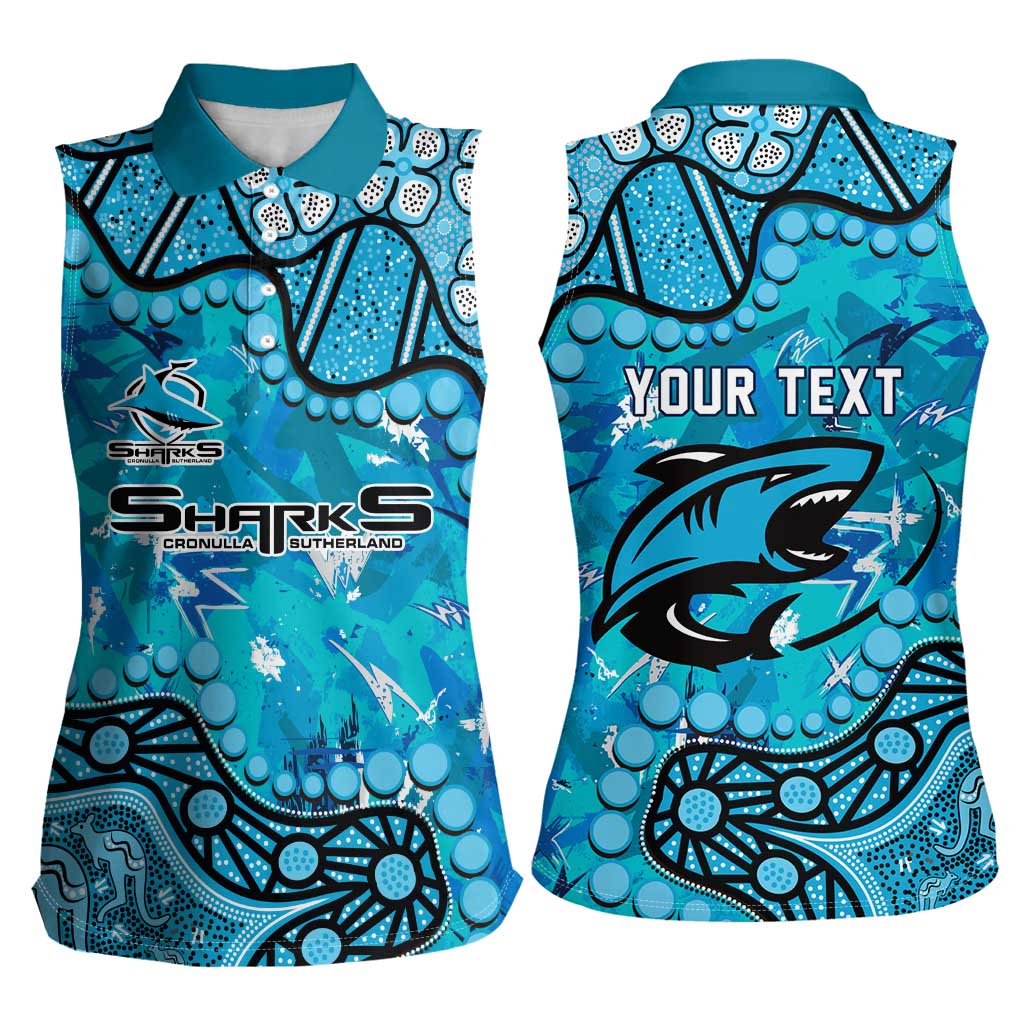Personalized Cronulla-Sutherland Sharks Women Sleeveless Polo Shirt Aboriginal Pattern with Graffiti Style Design