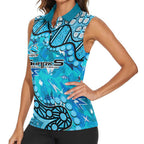 Personalized Cronulla-Sutherland Sharks Women Sleeveless Polo Shirt Aboriginal Pattern with Graffiti Style Design