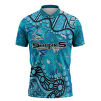 Personalized Cronulla-Sutherland Sharks Zipper Polo Shirt Aboriginal Pattern with Graffiti Style Design