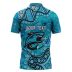 Personalized Cronulla-Sutherland Sharks Zipper Polo Shirt Aboriginal Pattern with Graffiti Style Design