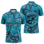 Personalized Cronulla-Sutherland Sharks Zipper Polo Shirt Aboriginal Pattern with Graffiti Style Design