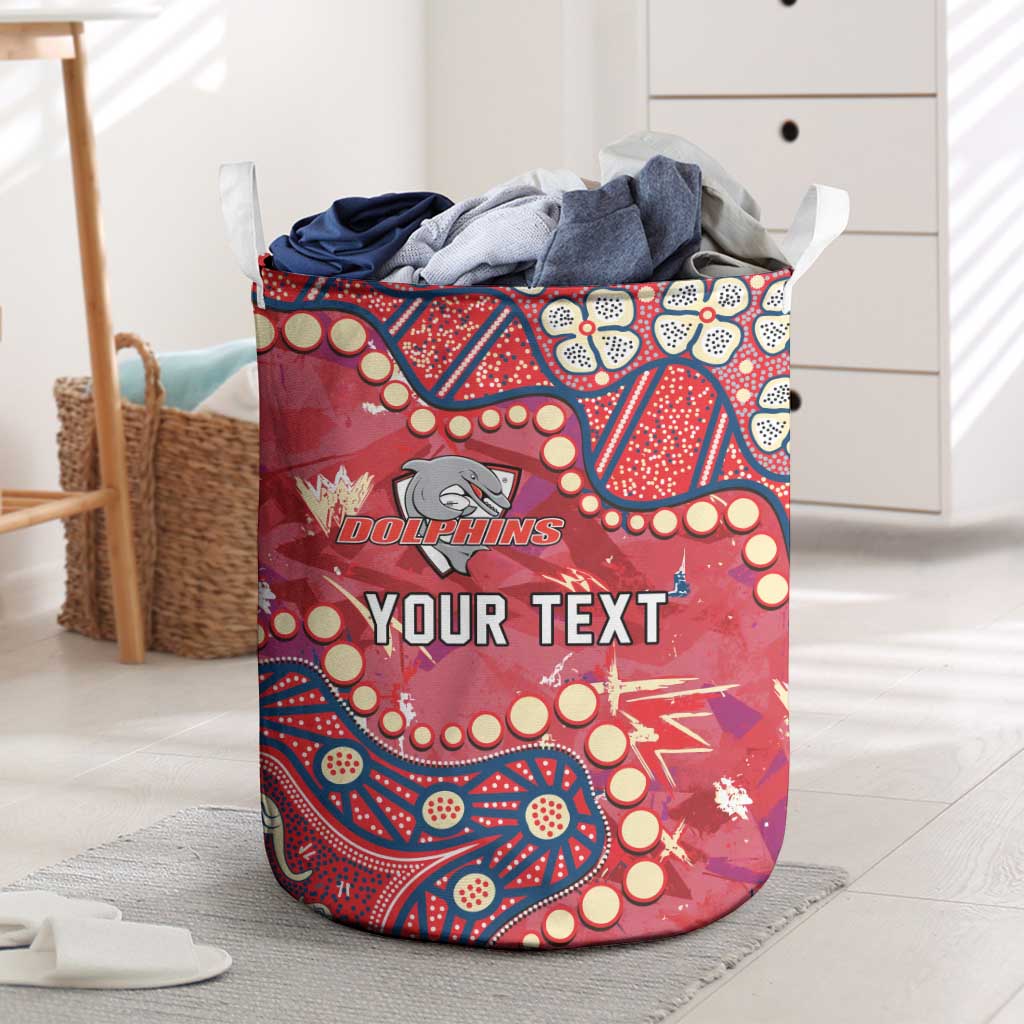 Personalized Dolphins Rugby Laundry Basket Aboriginal Pattern with Graffiti Style Design