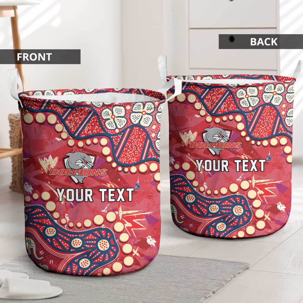 Personalized Dolphins Rugby Laundry Basket Aboriginal Pattern with Graffiti Style Design