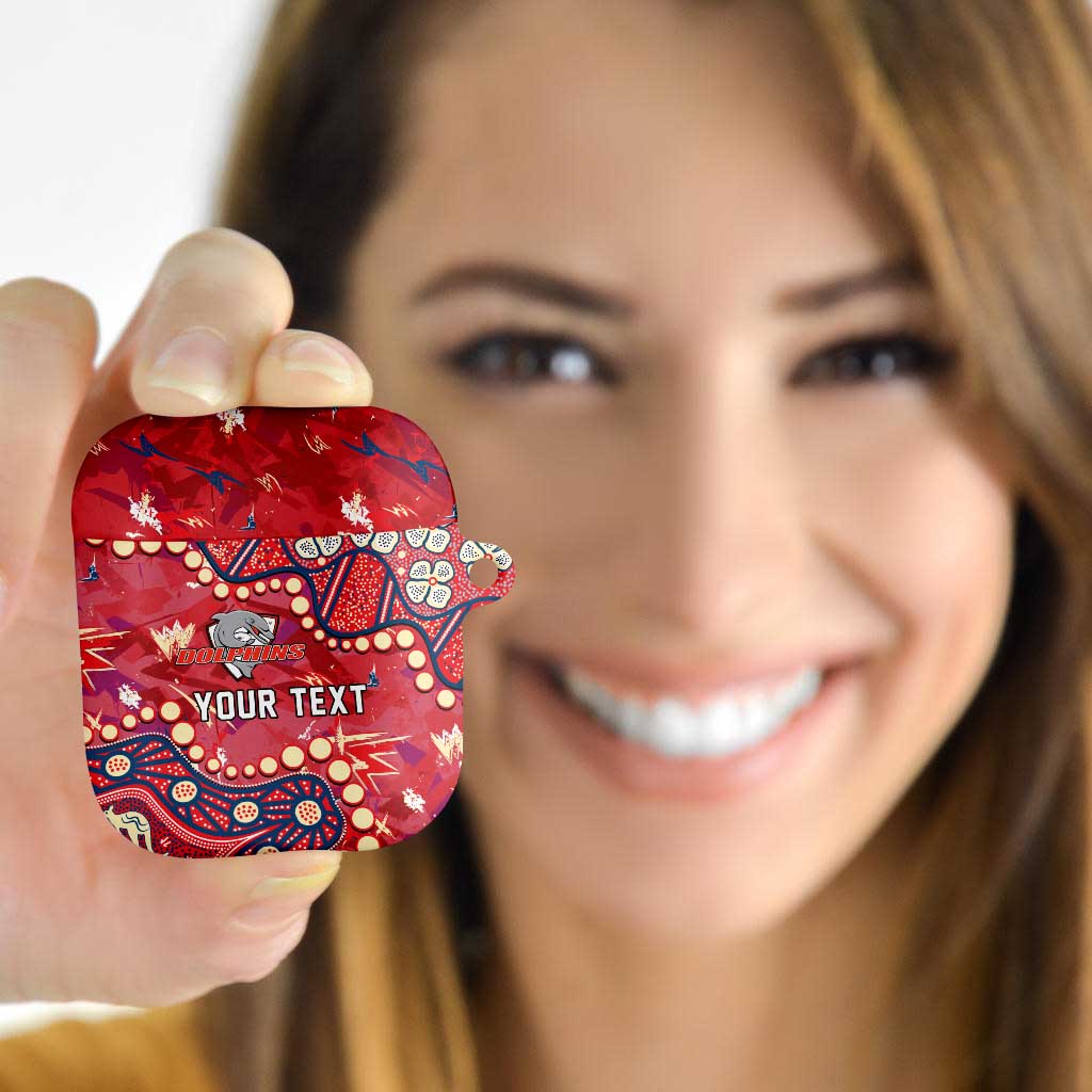 Personalized Dolphins Rugby AirPods Case Aboriginal Pattern with Graffiti Style Design