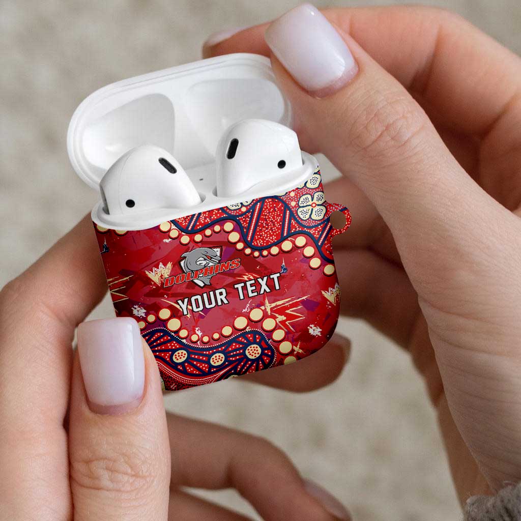 Personalized Dolphins Rugby AirPods Case Aboriginal Pattern with Graffiti Style Design