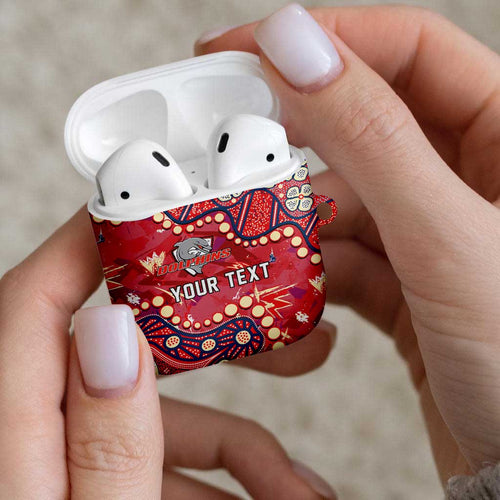 Personalized Dolphins Rugby AirPods Case Aboriginal Pattern with Graffiti Style Design