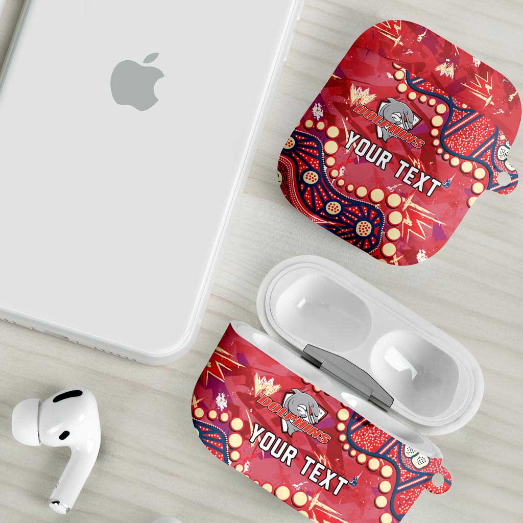 Personalized Dolphins Rugby AirPods Case Aboriginal Pattern with Graffiti Style Design