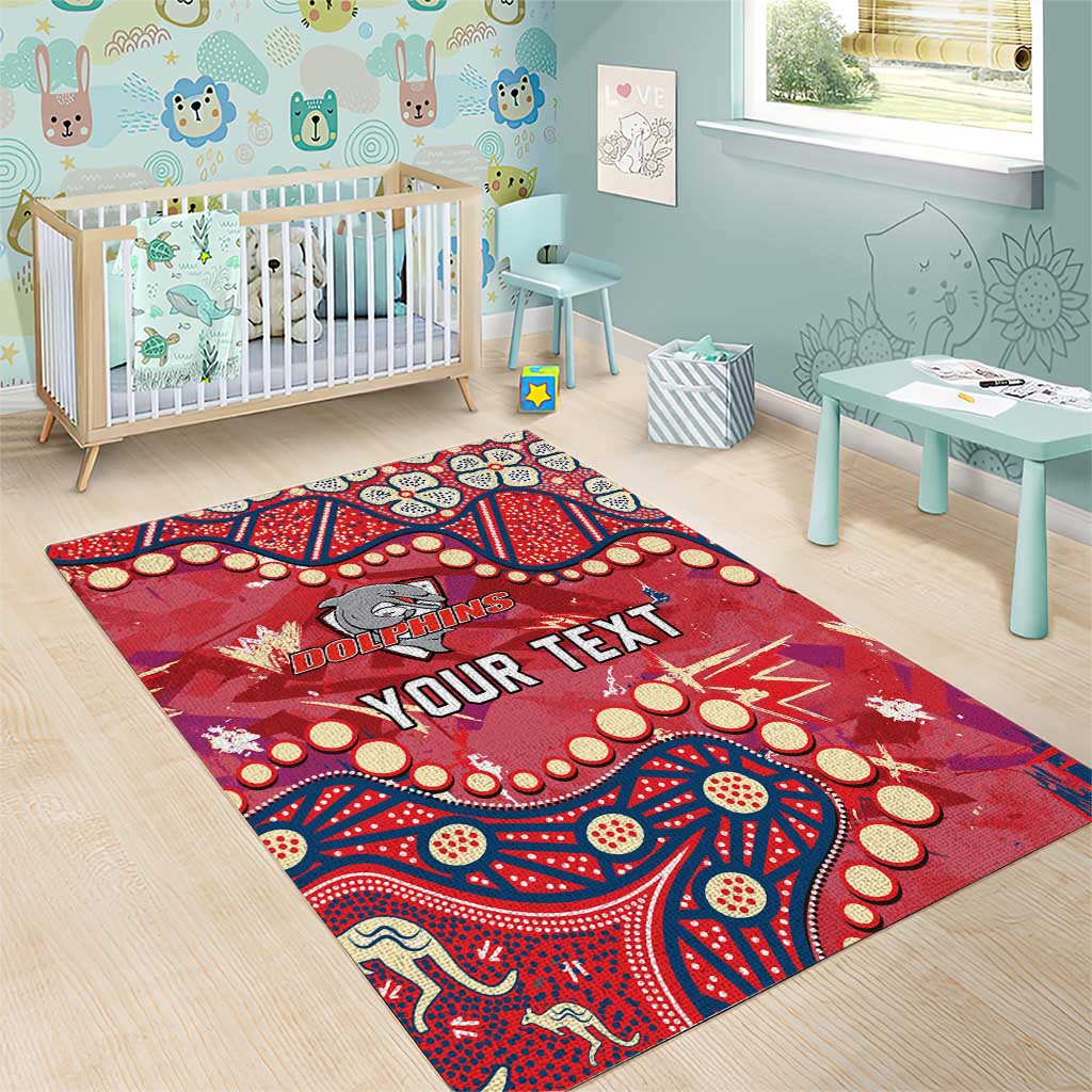 Personalized Dolphins Rugby Area Rug Aboriginal Pattern with Graffiti Style Design