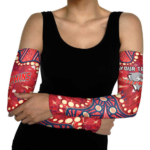 Personalized Dolphins Rugby Arm Sleeves Aboriginal Pattern with Graffiti Style Design