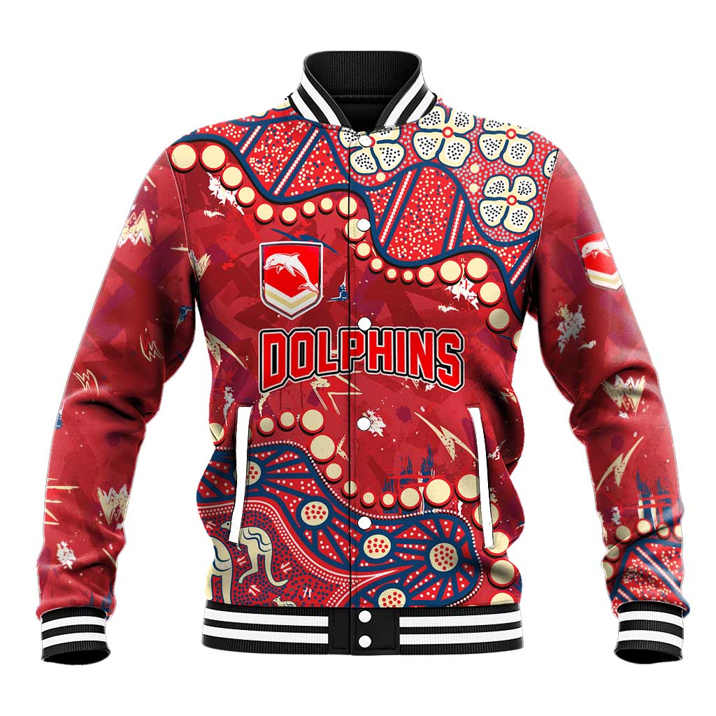Personalized Dolphins Rugby Baseball Jacket Aboriginal Pattern with Graffiti Style Design
