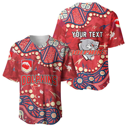 Personalized Dolphins Rugby Baseball Jersey Aboriginal Pattern with Graffiti Style Design