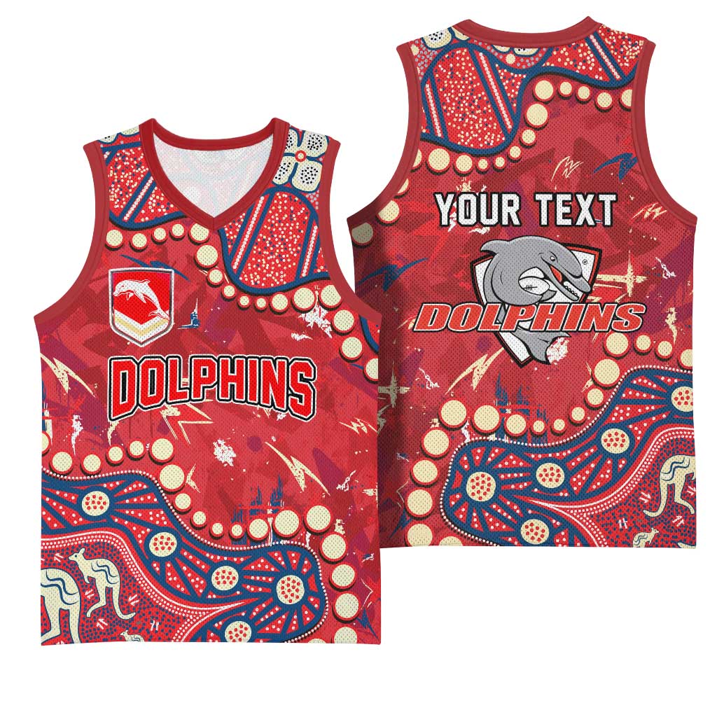 Personalized Dolphins Rugby Basketball Jersey Aboriginal Pattern with Graffiti Style Design