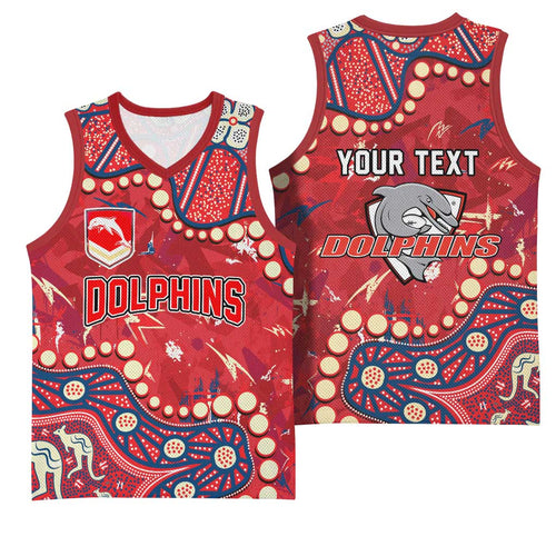 Personalized Dolphins Rugby Basketball Jersey Aboriginal Pattern with Graffiti Style Design