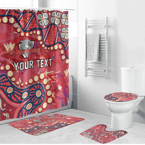 Personalized Dolphins Rugby Bathroom Set Aboriginal Pattern with Graffiti Style Design