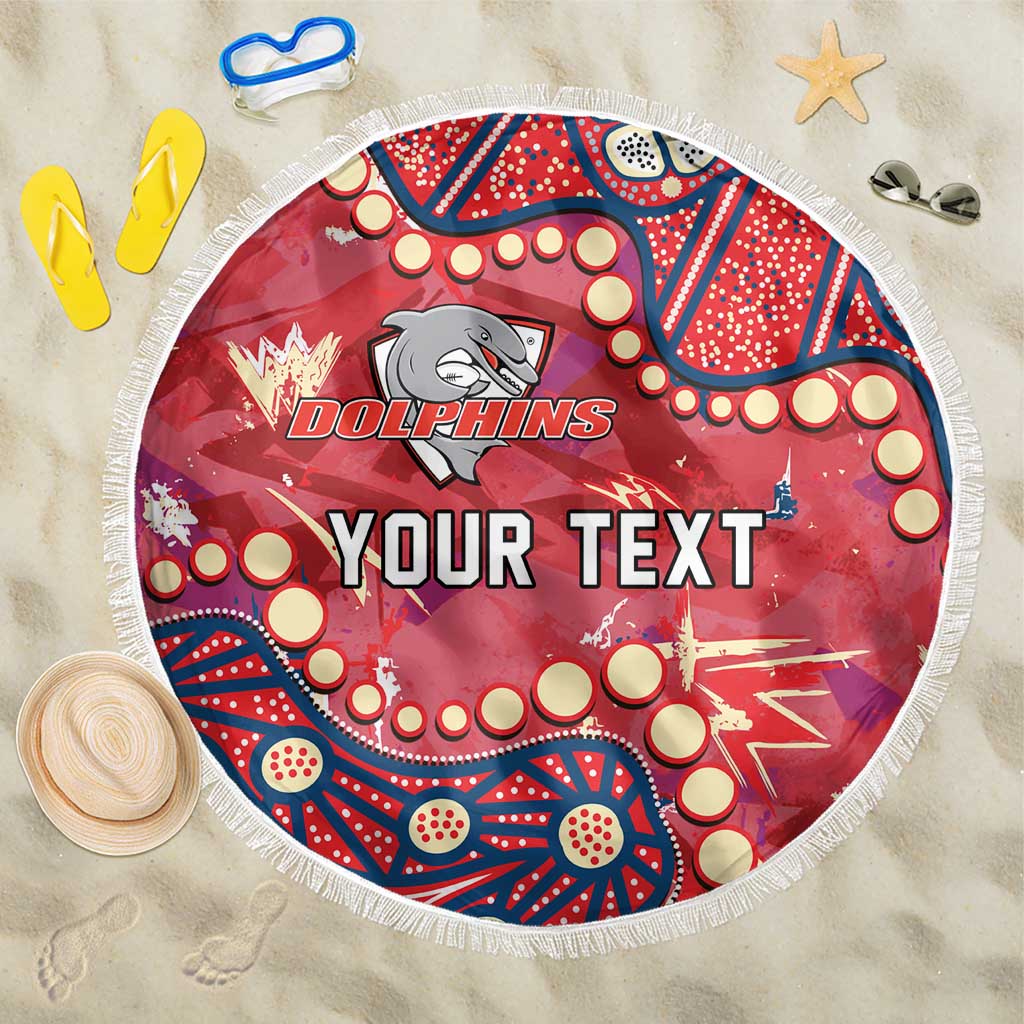 Personalized Dolphins Rugby Beach Blanket Aboriginal Pattern with Graffiti Style Design