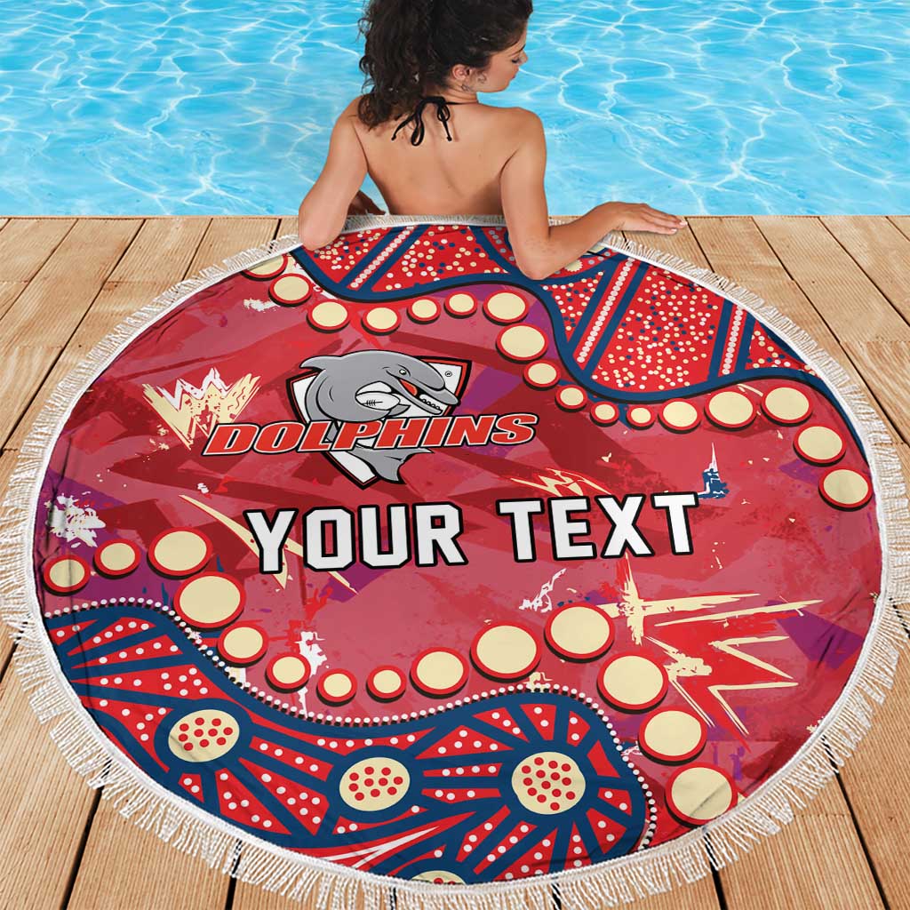 Personalized Dolphins Rugby Beach Blanket Aboriginal Pattern with Graffiti Style Design