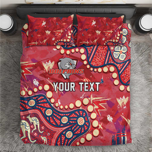 Personalized Dolphins Rugby Bedding Set Aboriginal Pattern with Graffiti Style Design