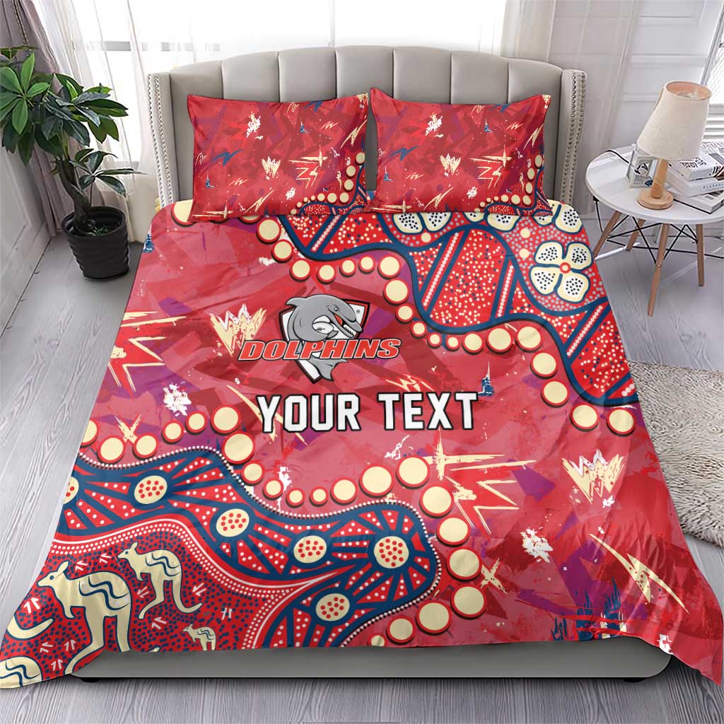 Personalized Dolphins Rugby Bedding Set Aboriginal Pattern with Graffiti Style Design