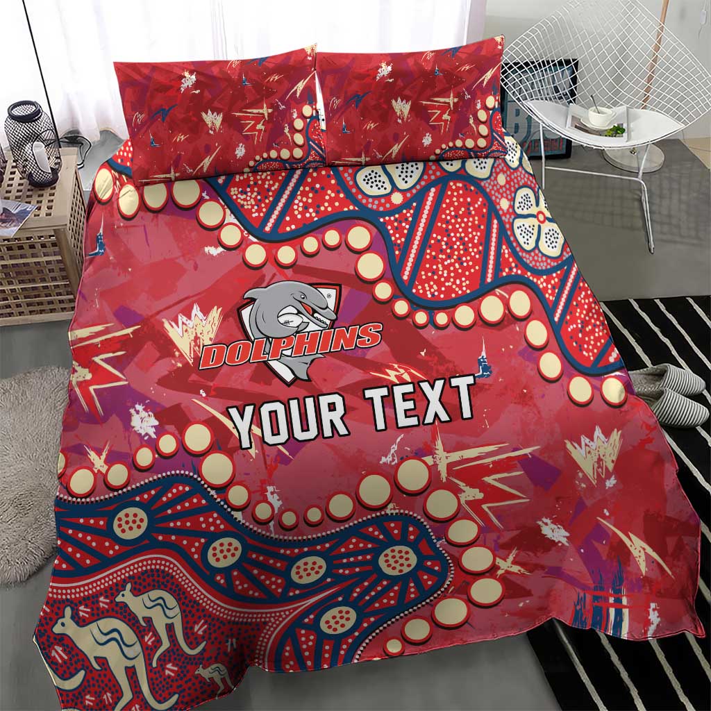 Personalized Dolphins Rugby Bedding Set Aboriginal Pattern with Graffiti Style Design