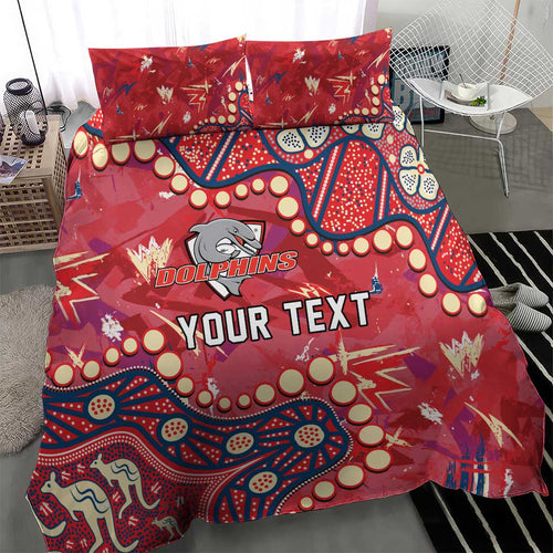 Personalized Dolphins Rugby Bedding Set Aboriginal Pattern with Graffiti Style Design