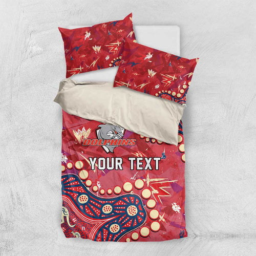 Personalized Dolphins Rugby Bedding Set Aboriginal Pattern with Graffiti Style Design
