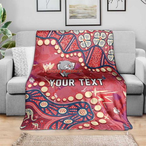 Personalized Dolphins Rugby Blanket Aboriginal Pattern with Graffiti Style Design