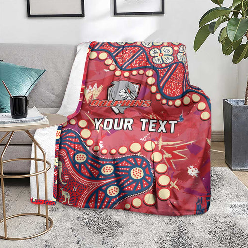 Personalized Dolphins Rugby Blanket Aboriginal Pattern with Graffiti Style Design