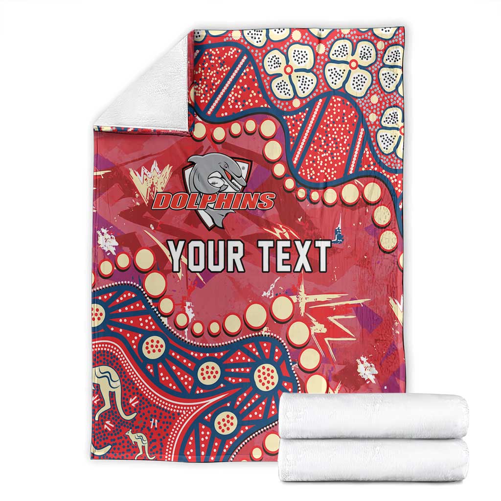 Personalized Dolphins Rugby Blanket Aboriginal Pattern with Graffiti Style Design