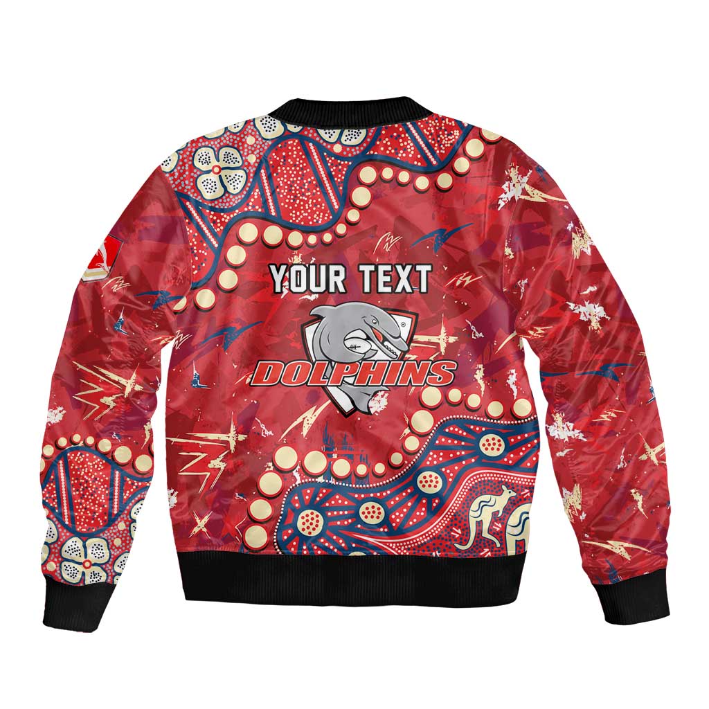 Personalized Dolphins Rugby Bomber Jacket Aboriginal Pattern with Graffiti Style Design