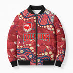 Personalized Dolphins Rugby Bomber Puffer Jacket Aboriginal Pattern with Graffiti Style Design