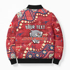 Personalized Dolphins Rugby Bomber Puffer Jacket Aboriginal Pattern with Graffiti Style Design