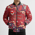 Personalized Dolphins Rugby Bomber Puffer Jacket Aboriginal Pattern with Graffiti Style Design