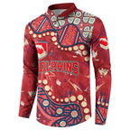 Personalized Dolphins Rugby Button Sweatshirt Aboriginal Pattern with Graffiti Style Design