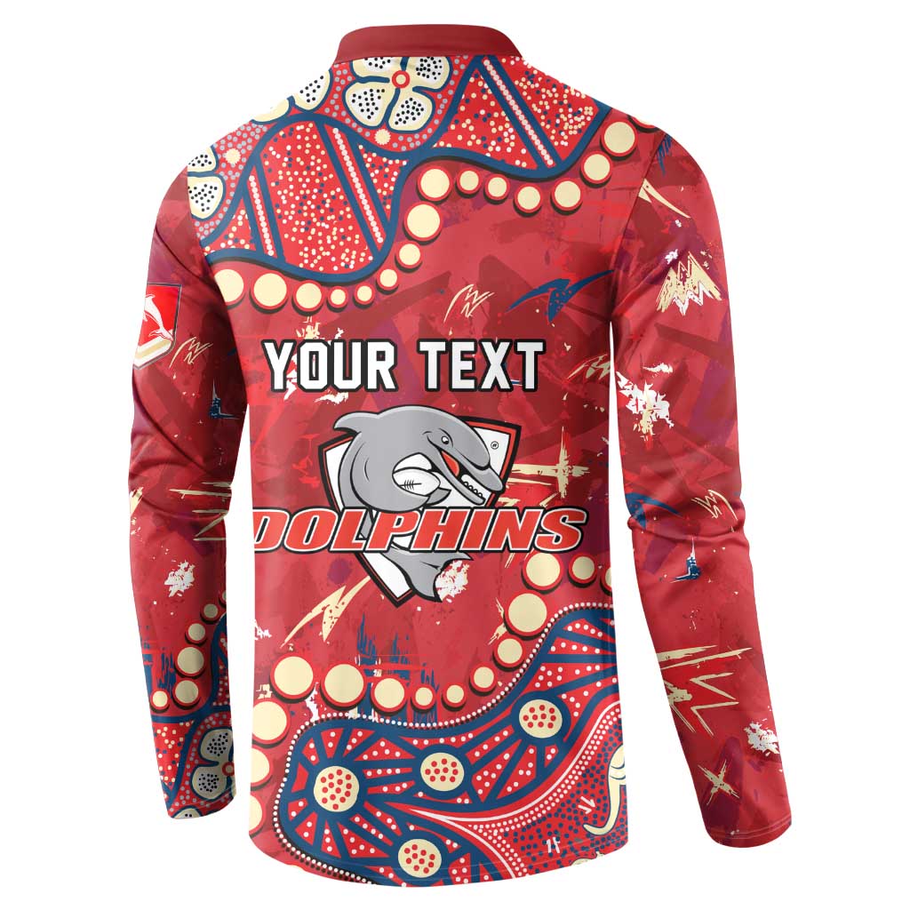 Personalized Dolphins Rugby Button Sweatshirt Aboriginal Pattern with Graffiti Style Design