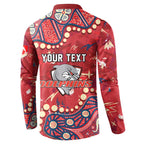 Personalized Dolphins Rugby Button Sweatshirt Aboriginal Pattern with Graffiti Style Design