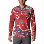 Personalized Dolphins Rugby Button Sweatshirt Aboriginal Pattern with Graffiti Style Design
