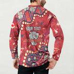 Personalized Dolphins Rugby Button Sweatshirt Aboriginal Pattern with Graffiti Style Design