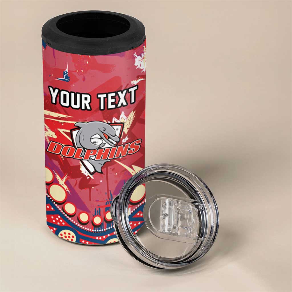 Personalized Dolphins Rugby 4 in 1 Can Cooler Tumbler Aboriginal Pattern with Graffiti Style Design