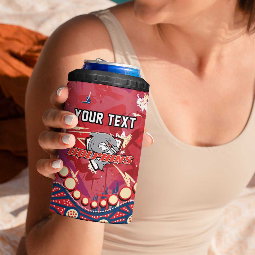 Personalized Dolphins Rugby 4 in 1 Can Cooler Tumbler Aboriginal Pattern with Graffiti Style Design