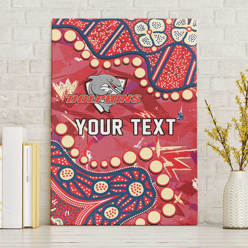 Personalized Dolphins Rugby Canvas Wall Art Aboriginal Pattern with Graffiti Style Design