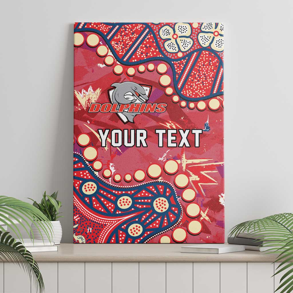 Personalized Dolphins Rugby Canvas Wall Art Aboriginal Pattern with Graffiti Style Design