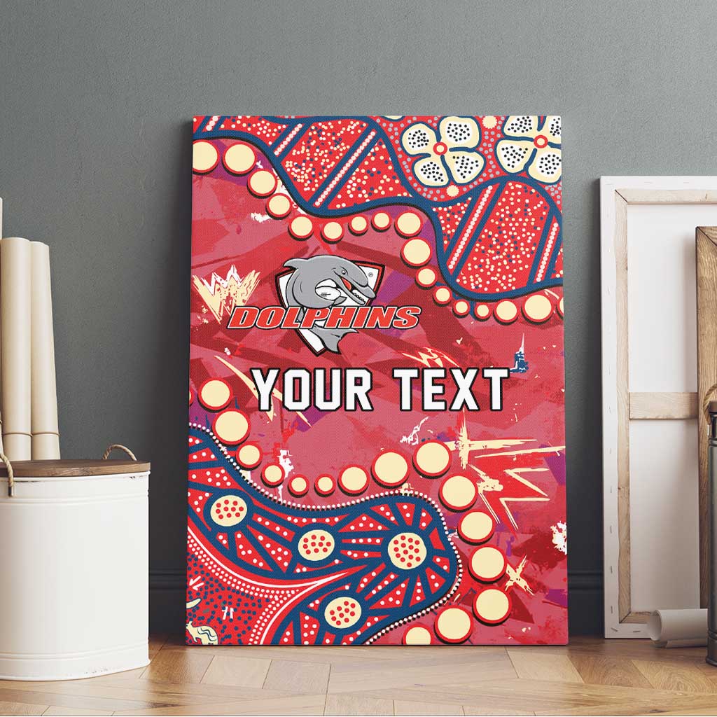 Personalized Dolphins Rugby Canvas Wall Art Aboriginal Pattern with Graffiti Style Design