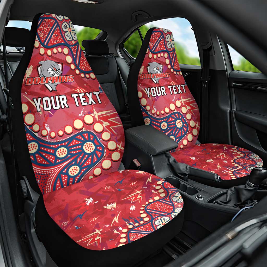 Personalized Dolphins Rugby Car Seat Cover Aboriginal Pattern with Graffiti Style Design