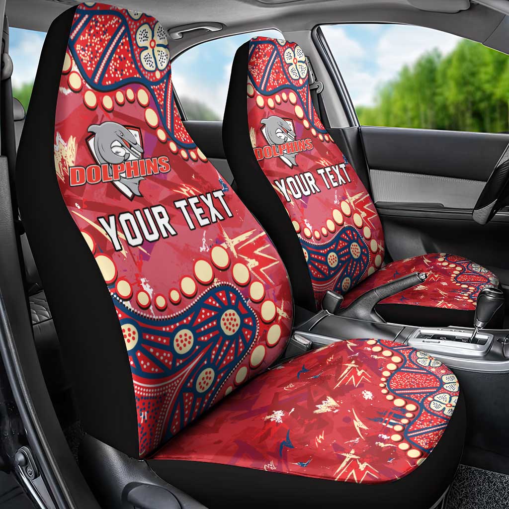 Personalized Dolphins Rugby Car Seat Cover Aboriginal Pattern with Graffiti Style Design