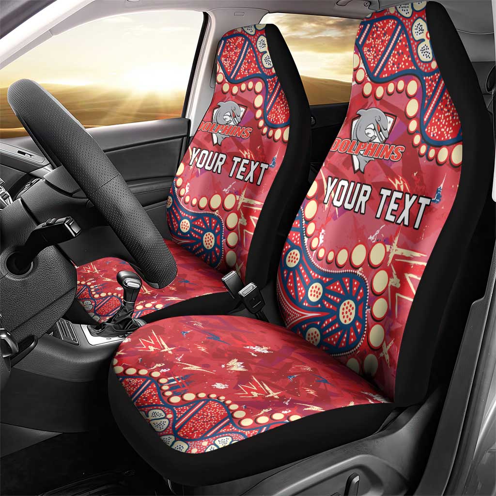 Personalized Dolphins Rugby Car Seat Cover Aboriginal Pattern with Graffiti Style Design