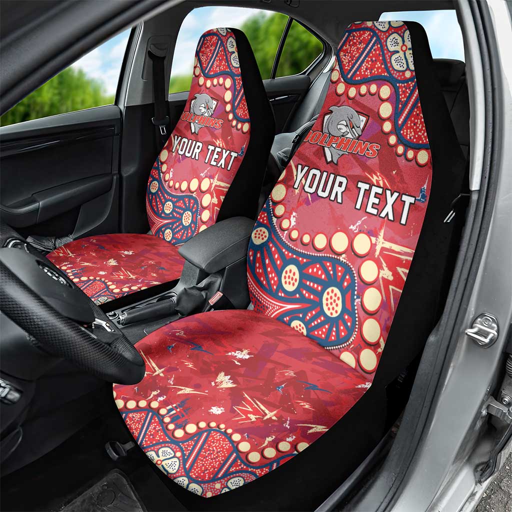 Personalized Dolphins Rugby Car Seat Cover Aboriginal Pattern with Graffiti Style Design