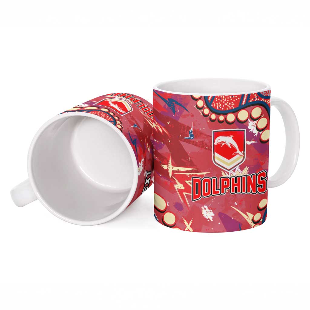 Personalized Dolphins Rugby Ceramic Mug Aboriginal Pattern with Graffiti Style Design