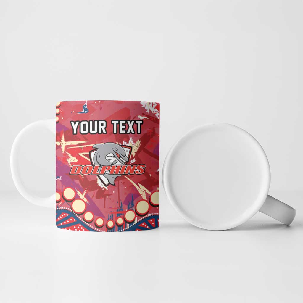 Personalized Dolphins Rugby Ceramic Mug Aboriginal Pattern with Graffiti Style Design