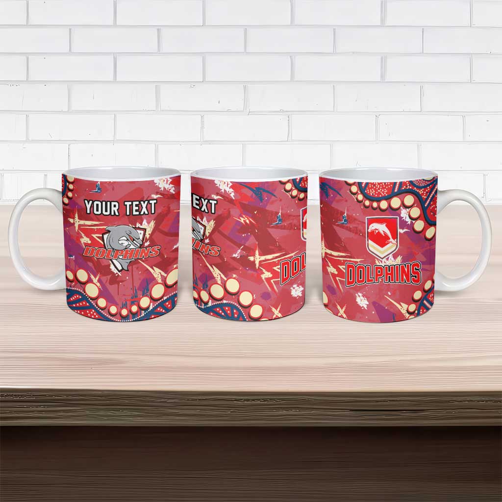 Personalized Dolphins Rugby Ceramic Mug Aboriginal Pattern with Graffiti Style Design