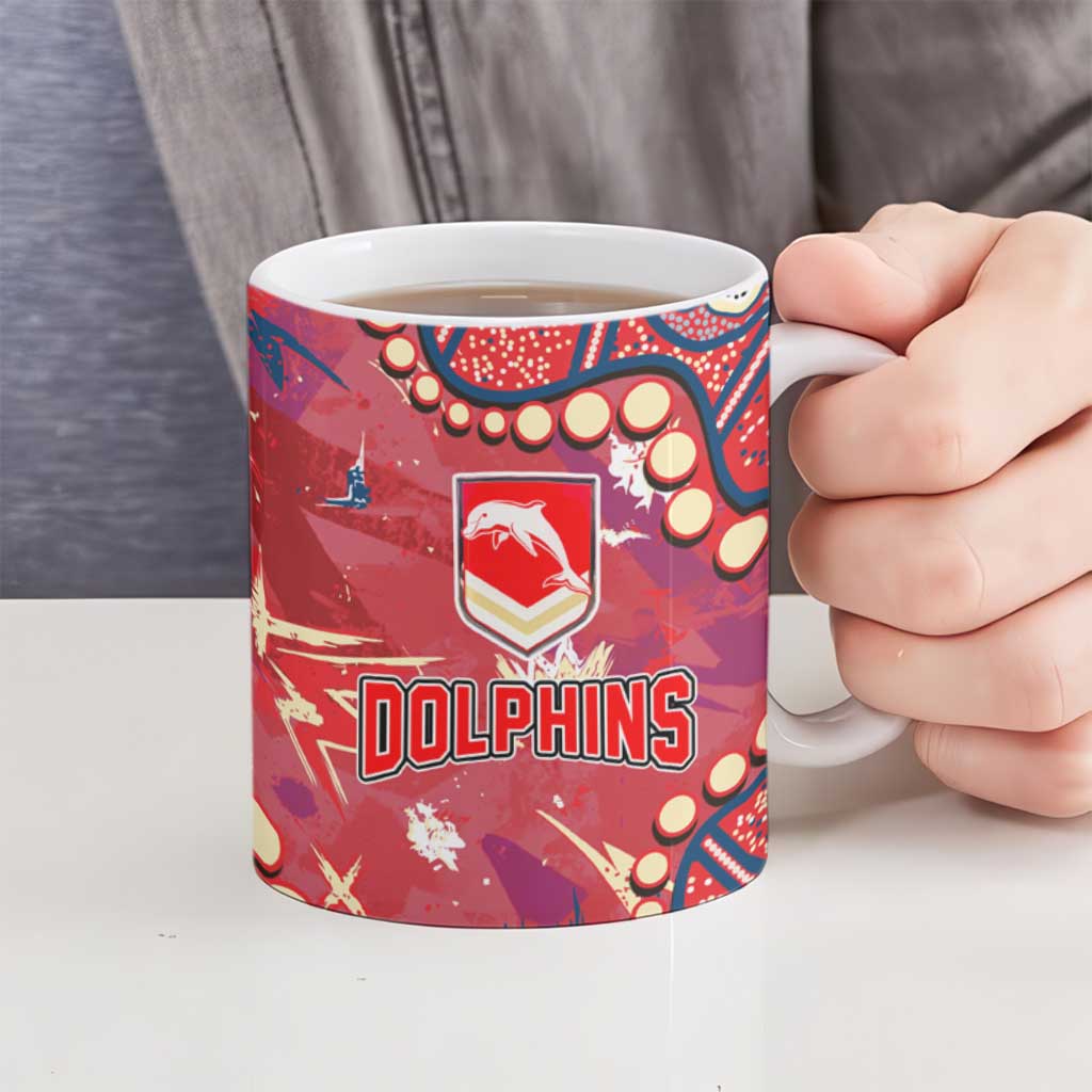 Personalized Dolphins Rugby Ceramic Mug Aboriginal Pattern with Graffiti Style Design